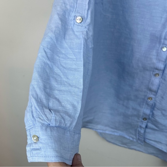 Sigrid Olsen 100% Linen Chambray Button Down Shirt 2X Coastal Nautical Layer - Picture 5 of 8